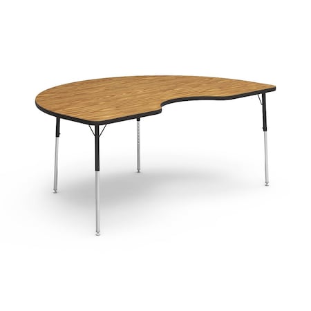 Virco 48 in. W, 72 in. L, 22-30 in. H, Medium Oak Top / Black Edge 48KID72